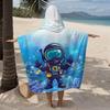 Deep Sea Diving Hooded Beach Towel Flat Print Microfiber Soft Poncho Bathrobe Quick Dry Swim Cape for Adult Kids Gift