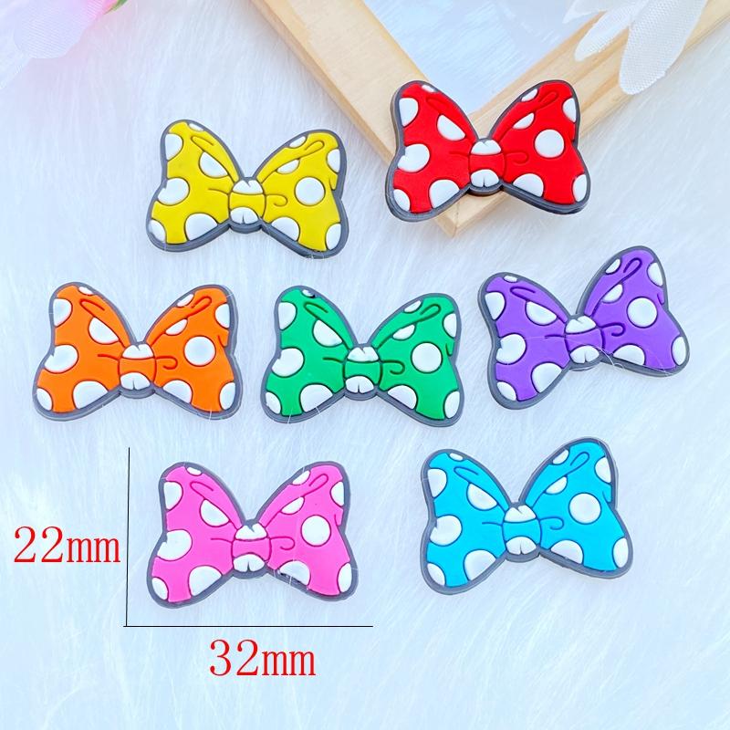 

20pcs New Pattern Cute Mini Cartoon Bow PVC Flexible Glue Flat Back DIY Scrapbook Embellishment Phone Craft Decoration Q45
