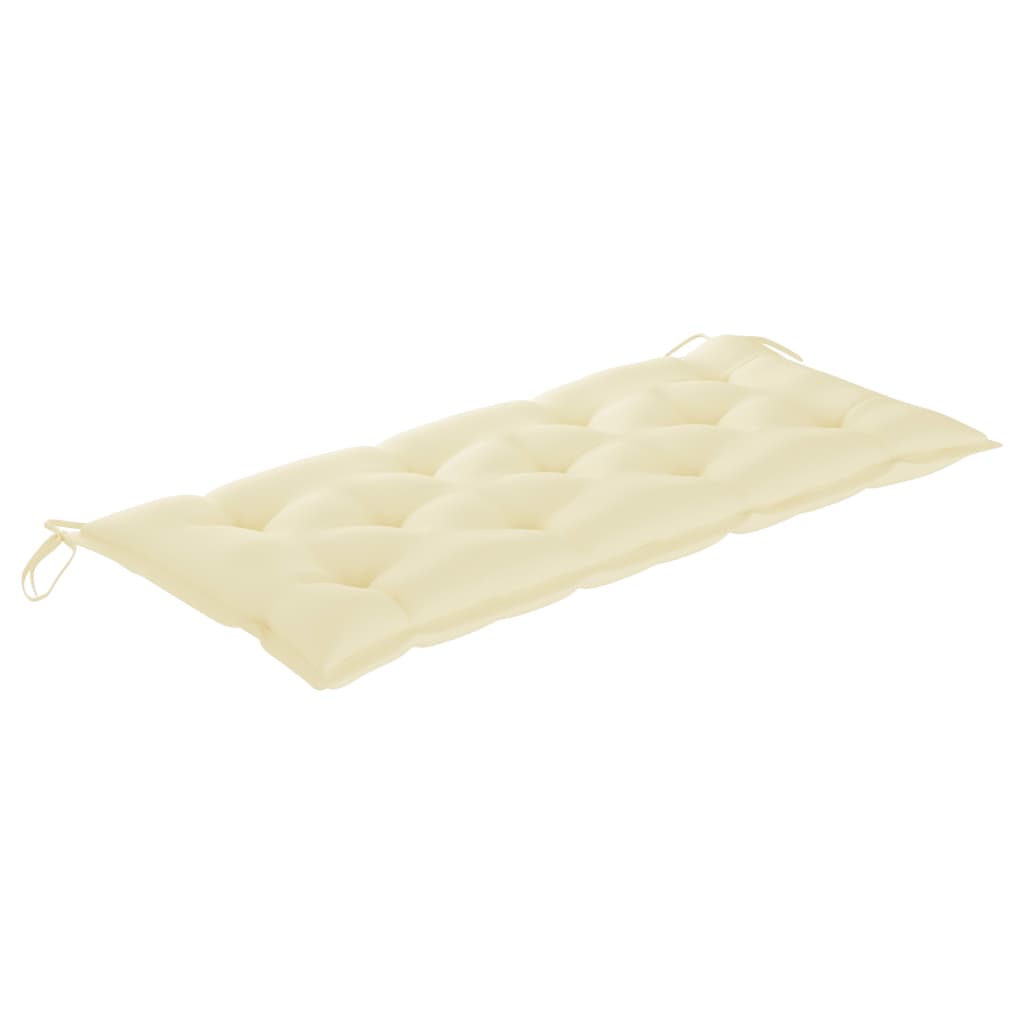 Bamboo Garden Bench with Cushion 120 Cm Cream Color