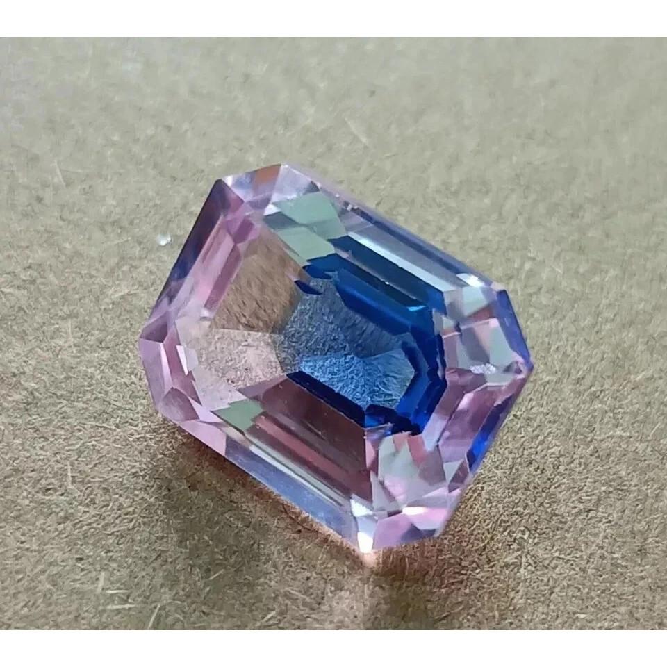 Bi-Color Pitambari Sapphire Natural 10+ Ct Emerald Cut Stunning Gemstone
