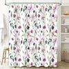 Floral Print Shower Curtain Watercolor Flowers Pink Purple White Bath Decor Home Decoration