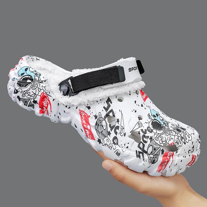 Módní unisexové zimní pánské pantofle pro dospělé, klasické podšité dřeváky, voděodolné kuchařské boty, sametové pantofle pro páry, ležérní teplé boty