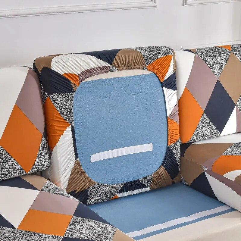 Stretch-bedruckter Stretch-Sofa-Sitzkissenbezug, Rückenlehnenbezug, Schutz für Couch, Sofabezug, L-Form, Chaselong-Schonbezüge