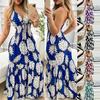 New European and American summer tube top suspender high waist printed long dress sexy women's dress