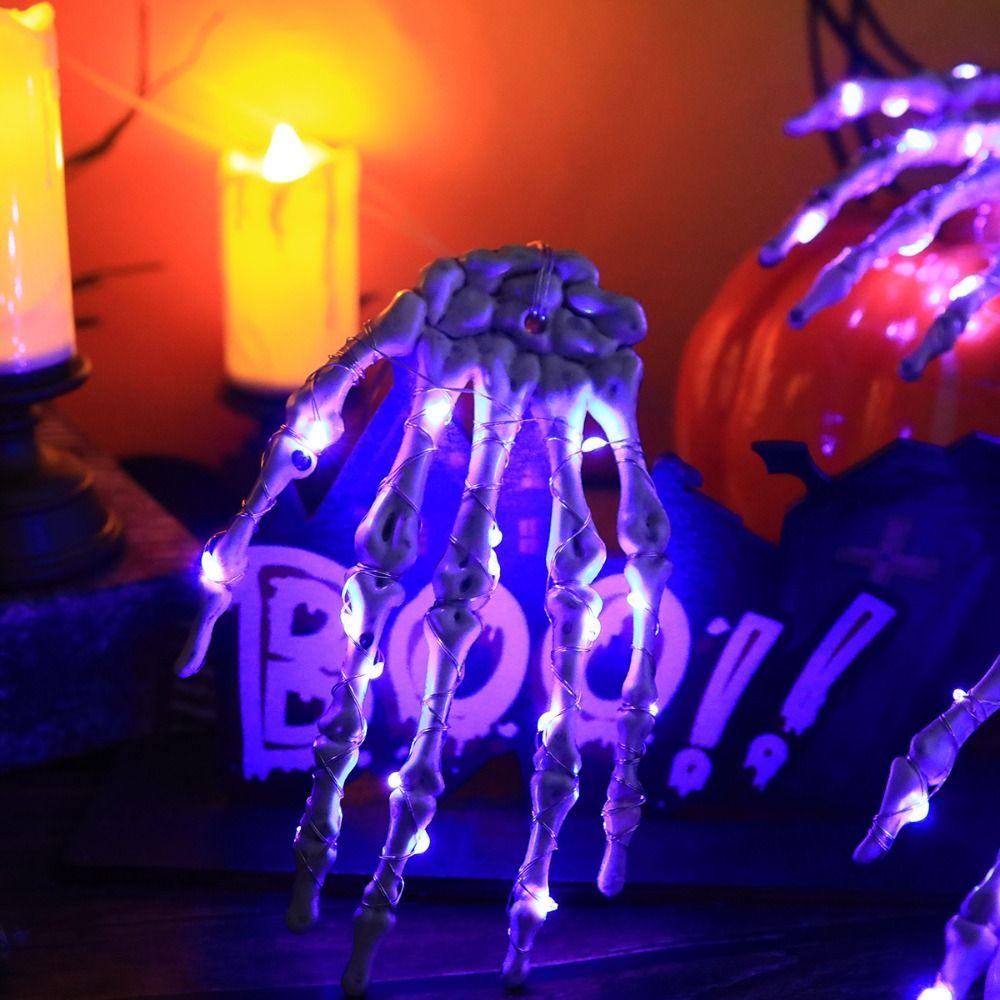 LED Glowing Skeleton Hand Handmade Halloween Decorative Lights  Indoor Outdoor