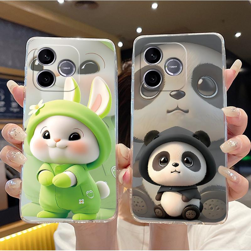 Shockproof Phone Case For Honor 600 Lite 5G/Honor 500 Smart 5G Transparent TPU Soft Casing Fashion Cute White Furry Bear Shell