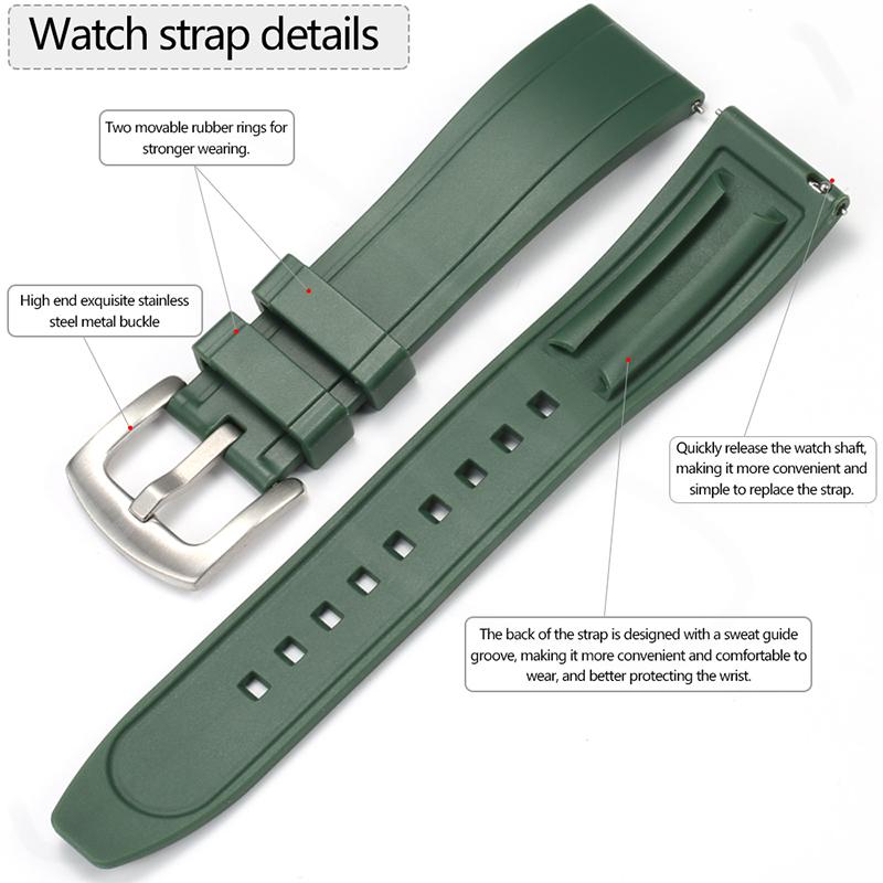 Dust-Free Rubber Waterproof Quick Release Watchband 20mm 22mm 24mm 26mm Black Silicone Strap for Seiko Omega Watch Accessories
