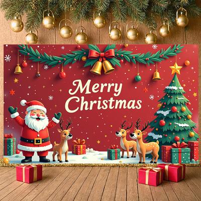 Christmas Banner Red Theme Xmas Celebration Banner Festive Background Snowflake Pattern Merry Christmas Display For Xmas Event