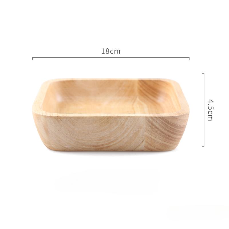 1pcs Japanese Square Wooden Bowl High-grade Creative Oak Fruit Salad Bowl Dessert Snacks Bowl Kitchen Accessories