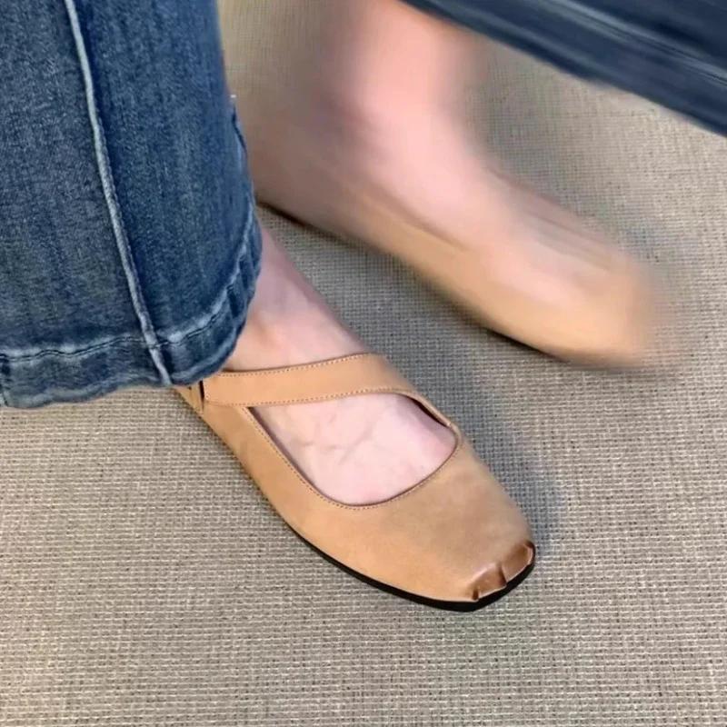 Modische Schuhe für Damen 2024 Hohe Qualität Slipper Damen Ballerinas Mode Quadratische Zehenpartie Lässige flache Schuhe Neu Flache Ausschnitt Niedrige Absätze Zapatos