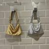 Aluminium Bankett Unterarm-Clutch Tasche Glänzender Geknoteter Griff Strasssteine Abendparty Luxus Hobo Handtasche Gold/Silber Schultertaschen