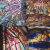 British Wind Rainforest Arch Transparent Umbrella Stained Glass Transparent Umbrella Long Handle Automatic Romantic Parasol