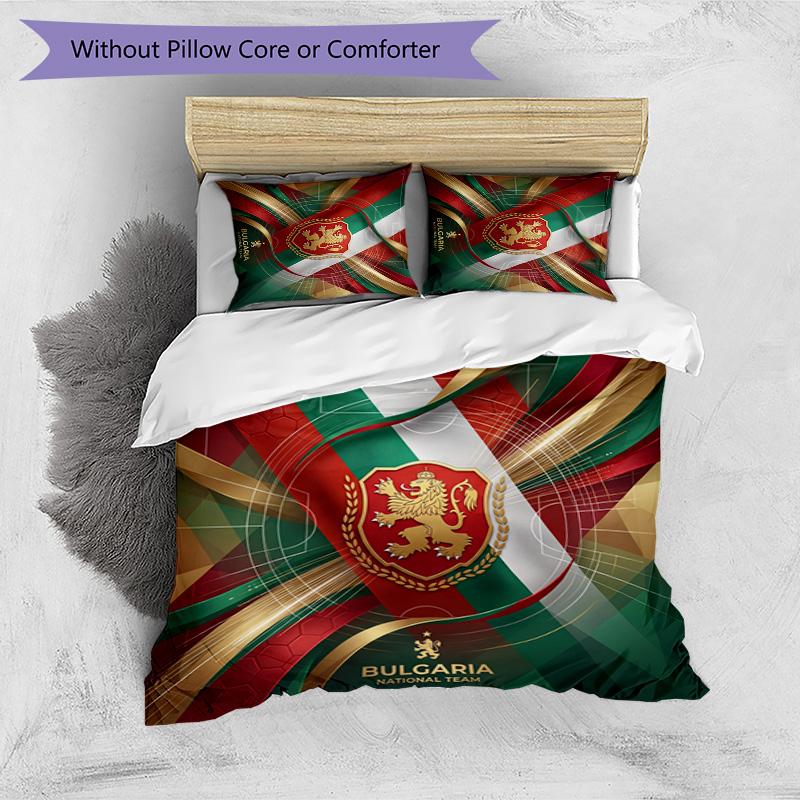 Set Biancheria da Letto Stampata Calcio Ungheria 3 Pezzi Copriletto Traspirante Accogliente come Regalo per Inaugurazione Casa o Festa