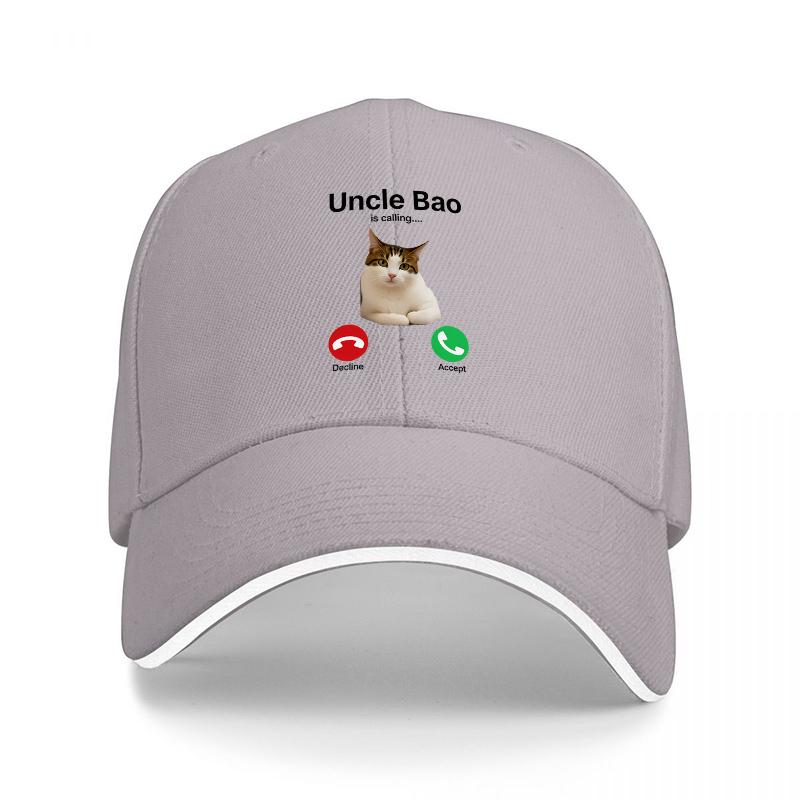 Cute Rabbit Call Design Baseball Cap Black Mesh Adjustable Hat with Fun Animal Pattern and Phone Icons for Casual Wear
