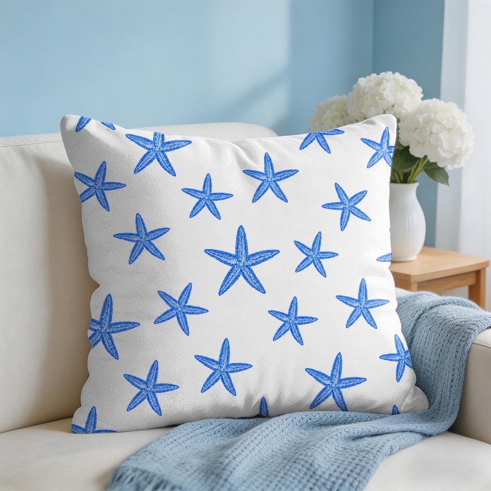 Cute Starfish Cushion Cover Short Plush Soft DoubleSided Printing Pillow Case Cozy Sofa Bedroom Home Decor Gift