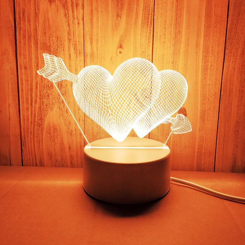 Creative 3D LED Night Light 7 Color Acrylic Veilleuse ABS Plastic Base LED Night Lamp for Children's Room Table Desk Use