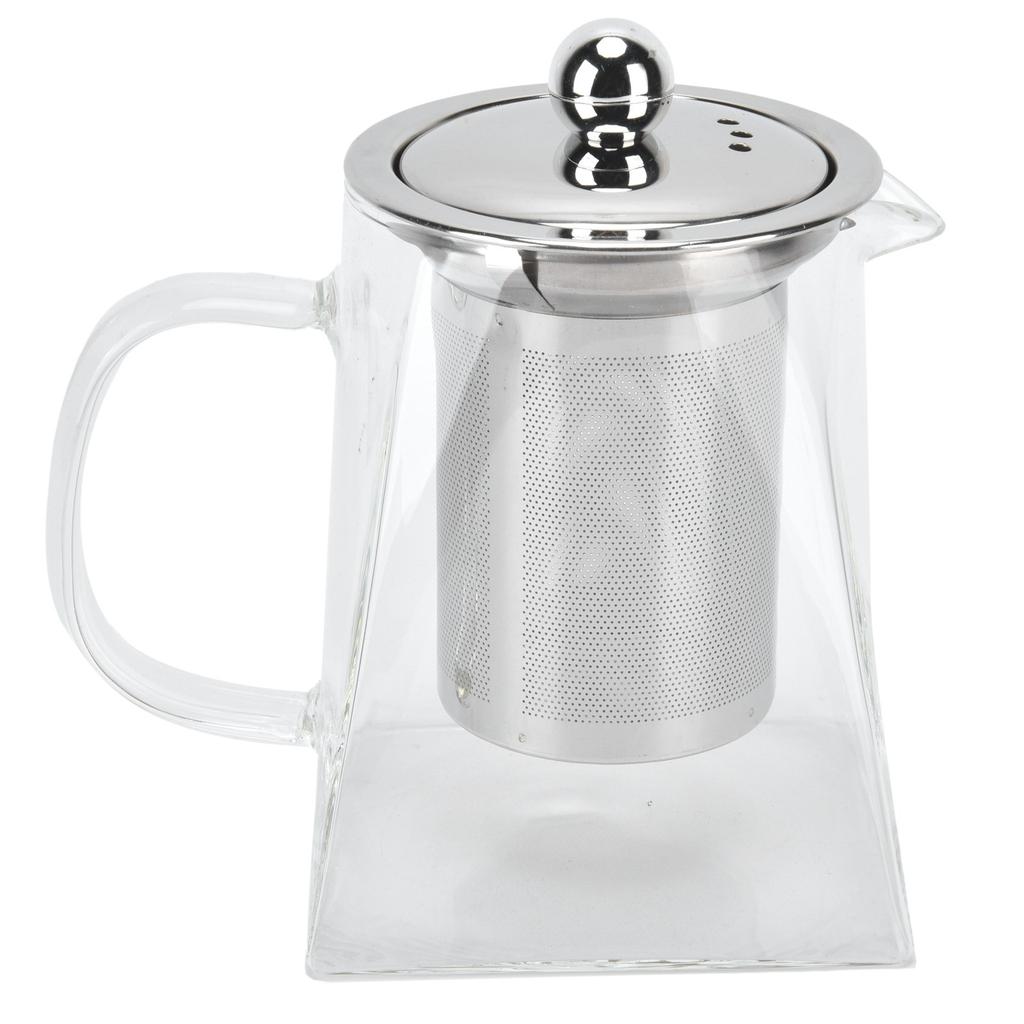 Transparent Glass Teapot with Removable 304 Stainless Steel Filter Tea Kettle for Home Office