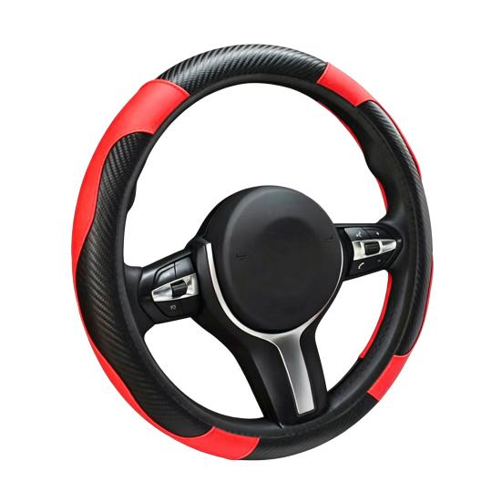 Leather Steering Wheel Cover Non-Slip Car Steering Wrap with Honeycomb Ventilation