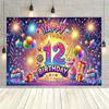 1 Piece. I Wish You a Happy 12th Birthday. May All Your Wishes Come True. Background Wall Decoration Fabric