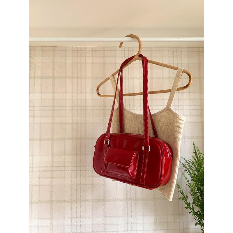 

Новая наплечная сумка большой вместимости, универсальная сумка-тоут для поездок, нишевый стиль, сумка под мышкой, женская красный