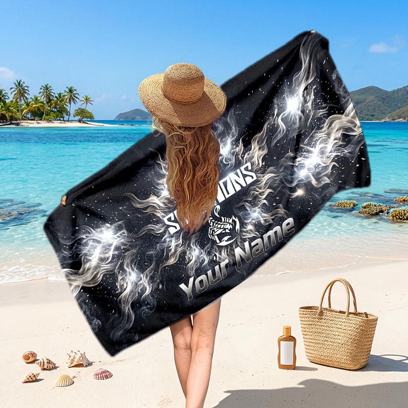 Scorpions Customized Name Text Beach Towel, Soft Absorbent Towel Beach Pool Travel Personal Gift