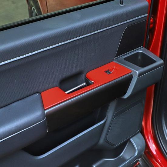 Interior Rear Door Window Lift Switch Panel Trim Cover For Ford F150 2021-22 Red