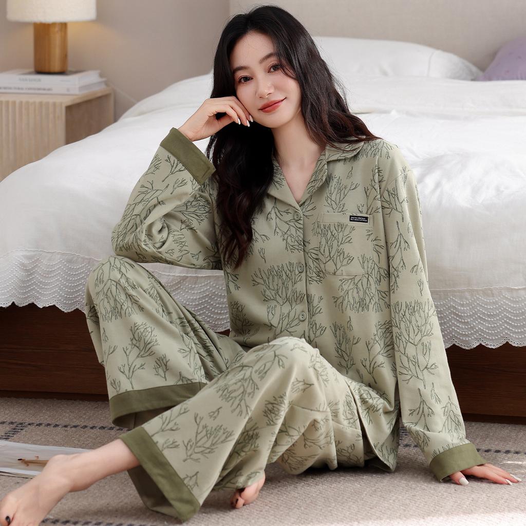 Pajamas women's spring and autumn pure cotton long-sleeved autumn 1011 new middle-aged mother autumn and winter high-end loungewear set