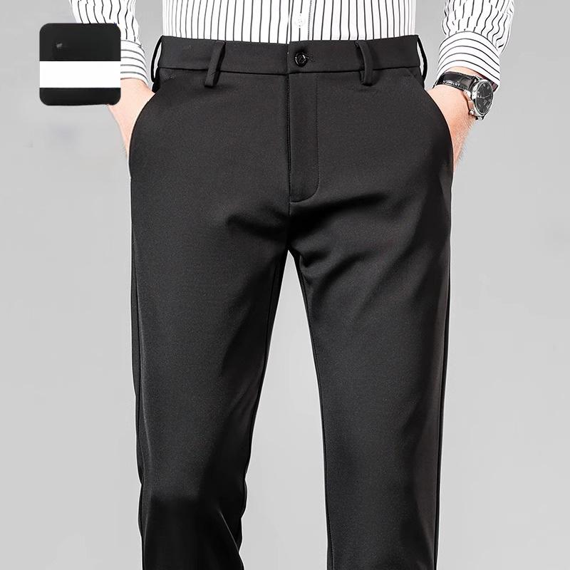 

Мужские осенние брюки тонкие прямые стрейч повседневные брюки без следов не требующие глажки 34 чёрный
