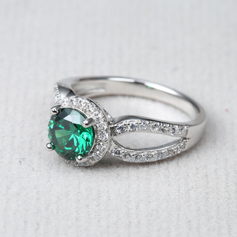 925 Sterling silver ring, green zircon women's zircon jewelry, daily wear jewelry gifts