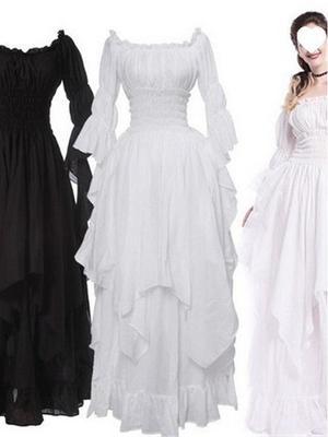 Gothic Retro Lace Flare Sleeve Cosplay Ball Gown Dress