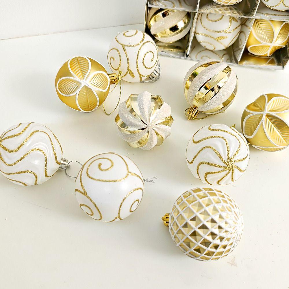 9Pcs/set 6CM Xmas Tree Hanging Pendant Painted Xmas Baubles Christmas Party Decoration