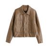 Fashion casual leather jacket women's spring and autumn new small design loose short jacket top