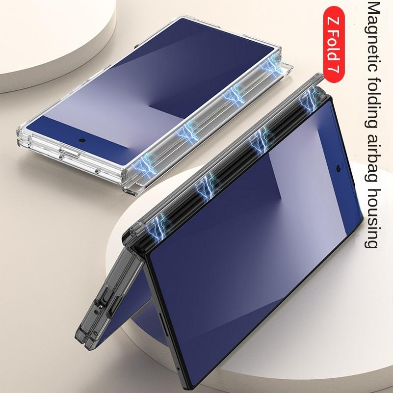 Custodia per telefono trasparente a libro con angoli rinforzati anti-caduta tutto incluso per Samsung Galaxy Z Fold 7 Fold7 Cover Protettiva Fotocamera