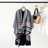 Sunscreen Coffee Colored Leopard Print Scarf for Women Trendy European and American Houndstooth Shawl Imitation Cotton Linen High-end Tassel Scarf