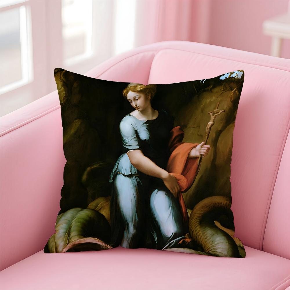 Classical RRaffaello Santi Cushion Cover Pillow Case Ultra Soft Skin Friendly Fabric Cloud Like Comfort  Concealed Zipper