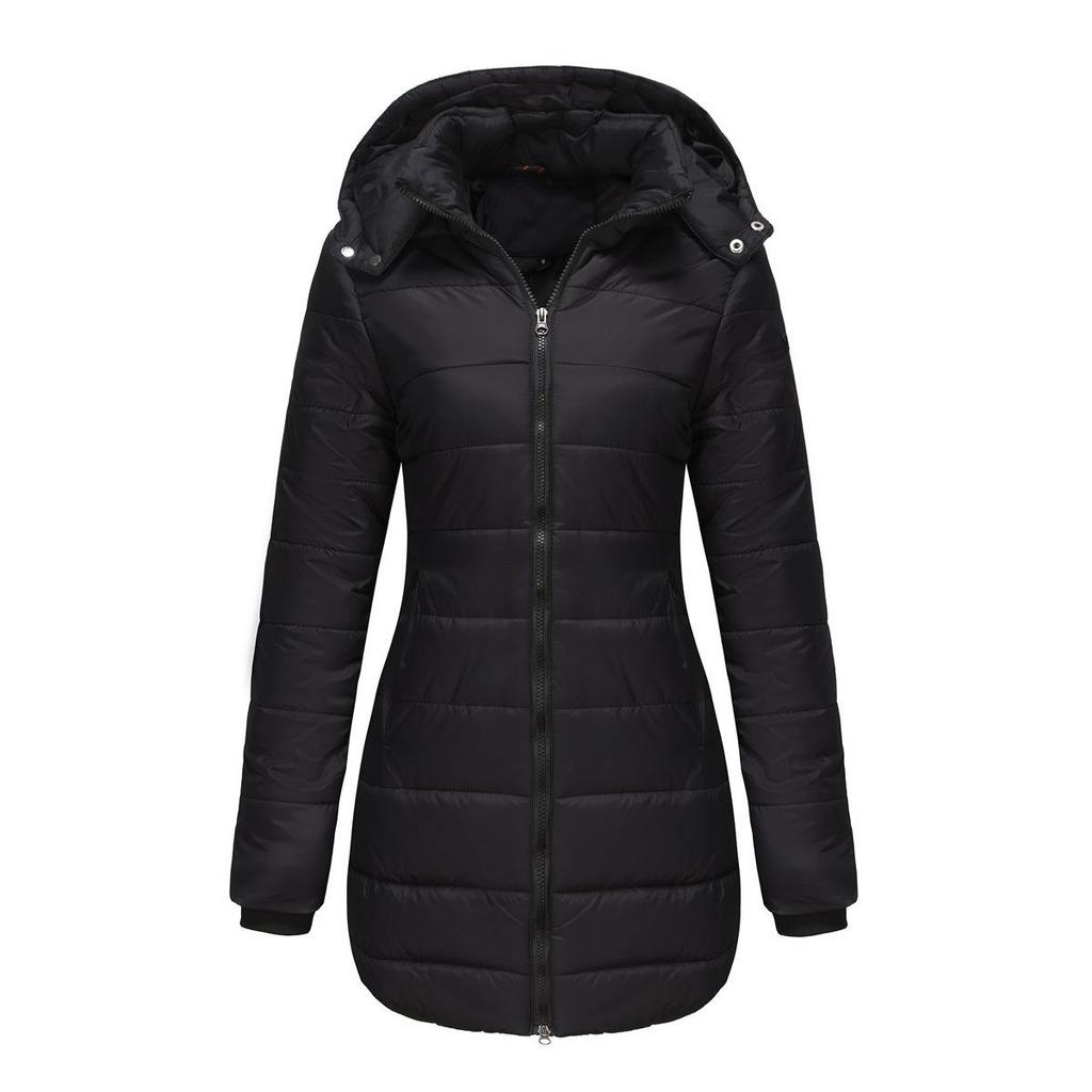 New Women's Water-Resistant Cotton Coat Detachable Hood Long Sleeve Winter Warm Outerwear Parka