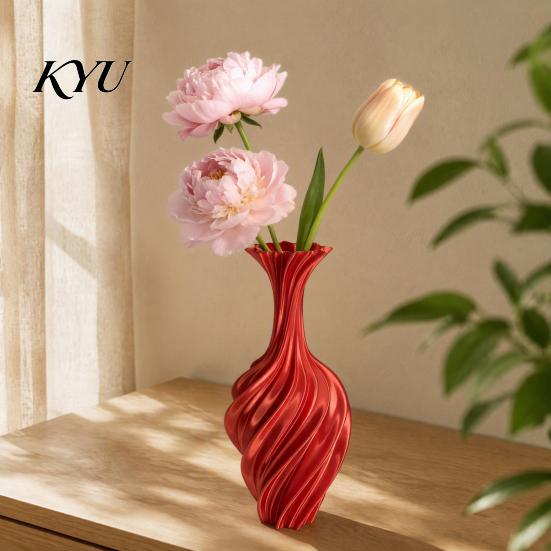 Charmante Heimdekorationsvase 3D-gedruckte Vase, Verdrehtes Wirbeldesign, Minimalistischer Tisch-Pflanztopf zur Stressbewältigung, Hydroponische Blume für Wohnzimmer