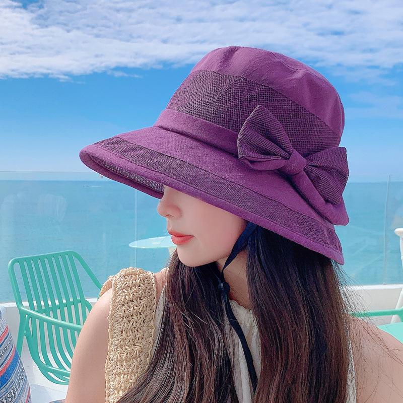

Women s Bucket Hat Spring Summer Breathable Sunshade Cap Lady Fisherman Foldable Bob Sunscreen Cloth Outdoor Fashion Accessory 56-58cm темно-фіолетовий колір