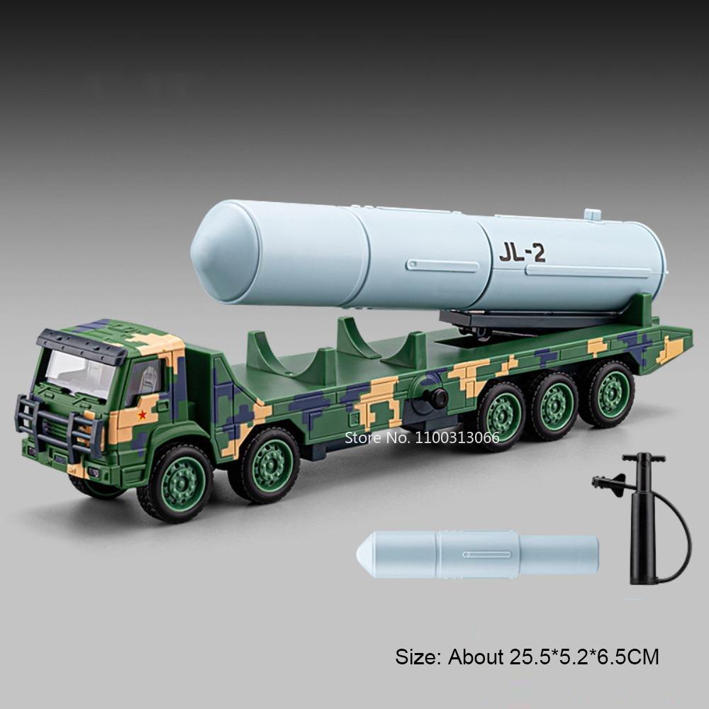 1:50 DF-41 JL-2 Toys Cars Model Slide Forward Rubber Tires Miniature DF-5B Missile Launch Military Vehicle for Child Adult Gifts