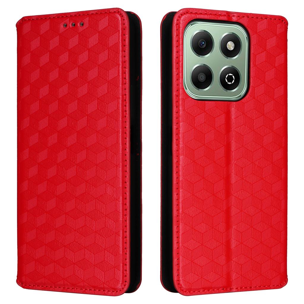 Für Honor X6b 4G Kratzfestes PU-Lederetui Rautenmuster Prägung Brieftasche Ständer Handyhülle