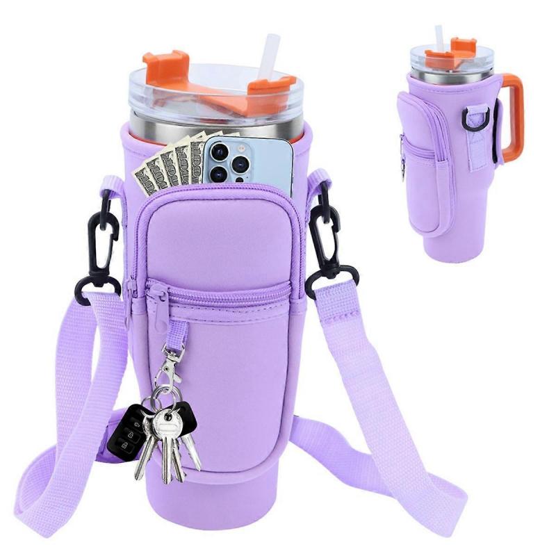 40oz Ice Cup Holder Thermal Bottle Holder Cup Bag Water Bottle Bag Customized Cup Holder Crossbody Cup Bag Cream White