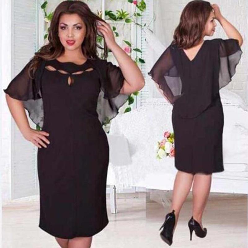 Elegant Women Hollow Out Cape Dress Short Sleeve Clubwear Beach 6xl Large Size Chiffon