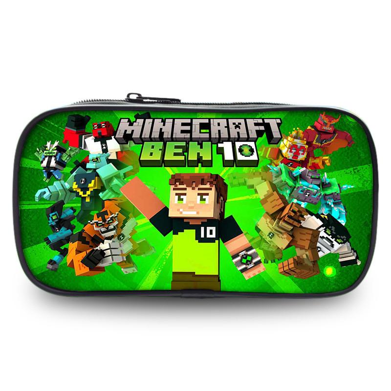 2023 New Large Capacity Kids Minecraft Pencil Case Polyester Cartoon Stationery Bag