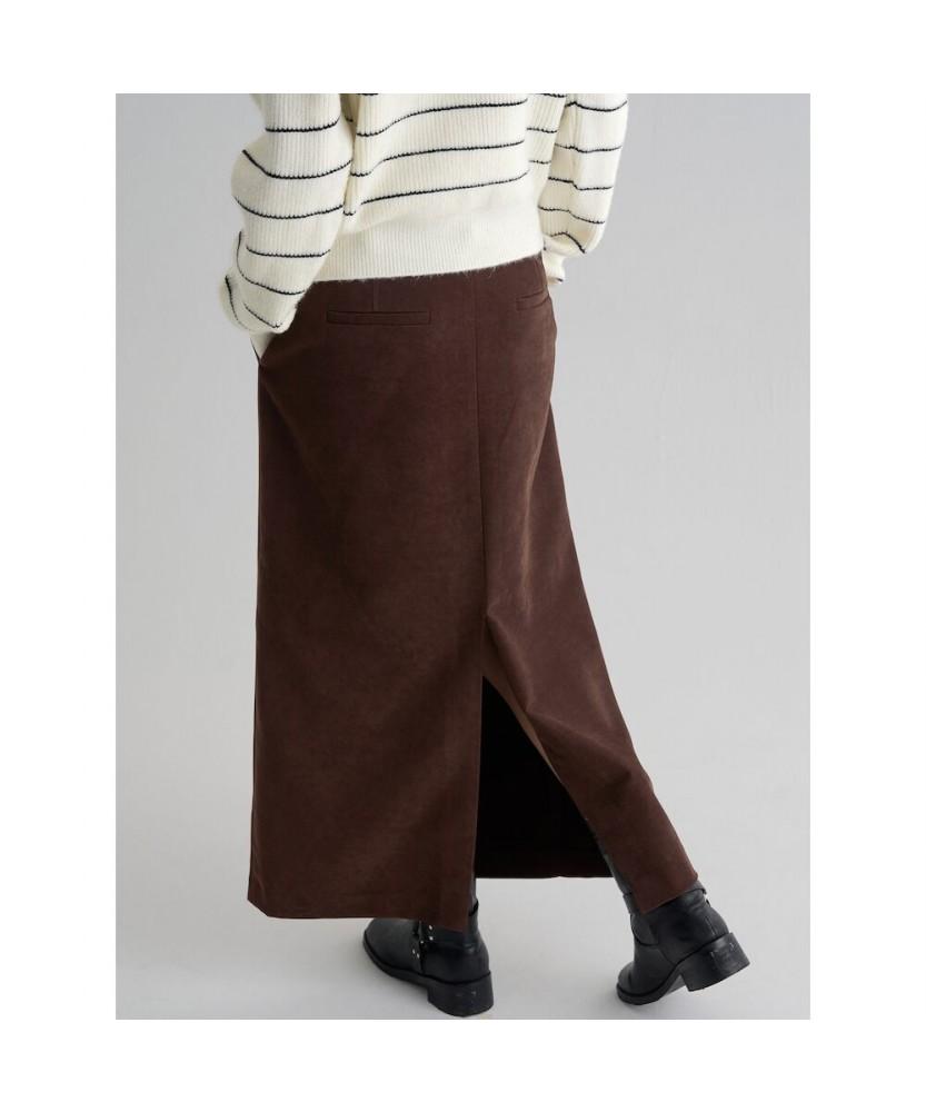 8SECONDS Poly Peach Belted Skirt Brown