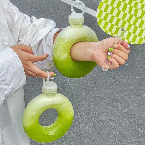 500 ML/350 ML søt smultring barn vannflaske lekkasjesikker reisekopp med håndtaksring Anti fall transparent drikkeflaske
