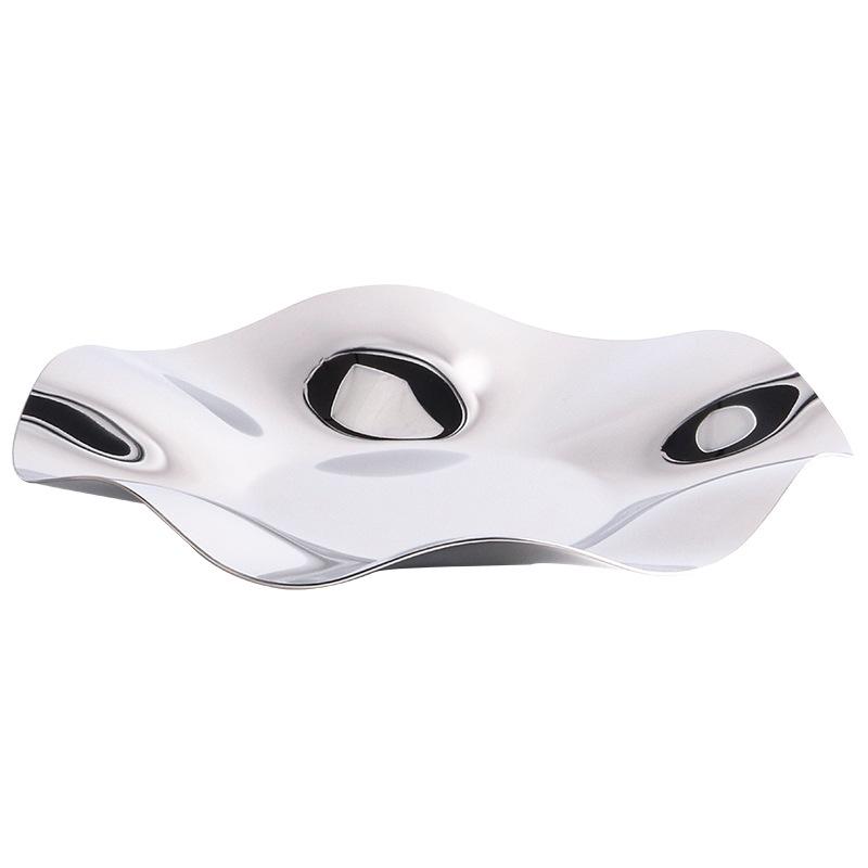 Nordic Stainless Steel Art Wave Plate Home Model House Exhibition Hall Soft Decorations Snacks Fruit Plate Ornaments