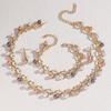 4pcs Women's Jewelry Set with Pearl Rhinestone Necklace, Earrings, Bracelets, Bride's Wedding Accessories