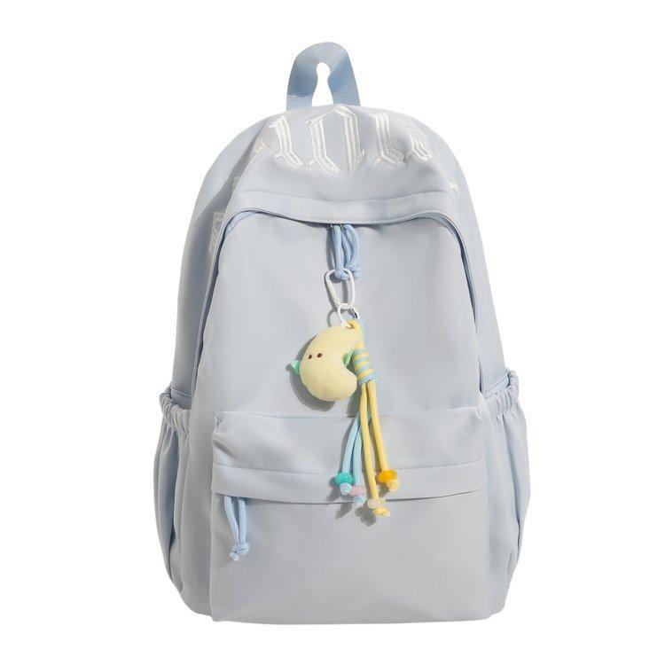 Schoolbag Lightweight and Simple Junior High School High School Backpack Solid Color Alphabet College Student Versatile Commuter Large Capacity