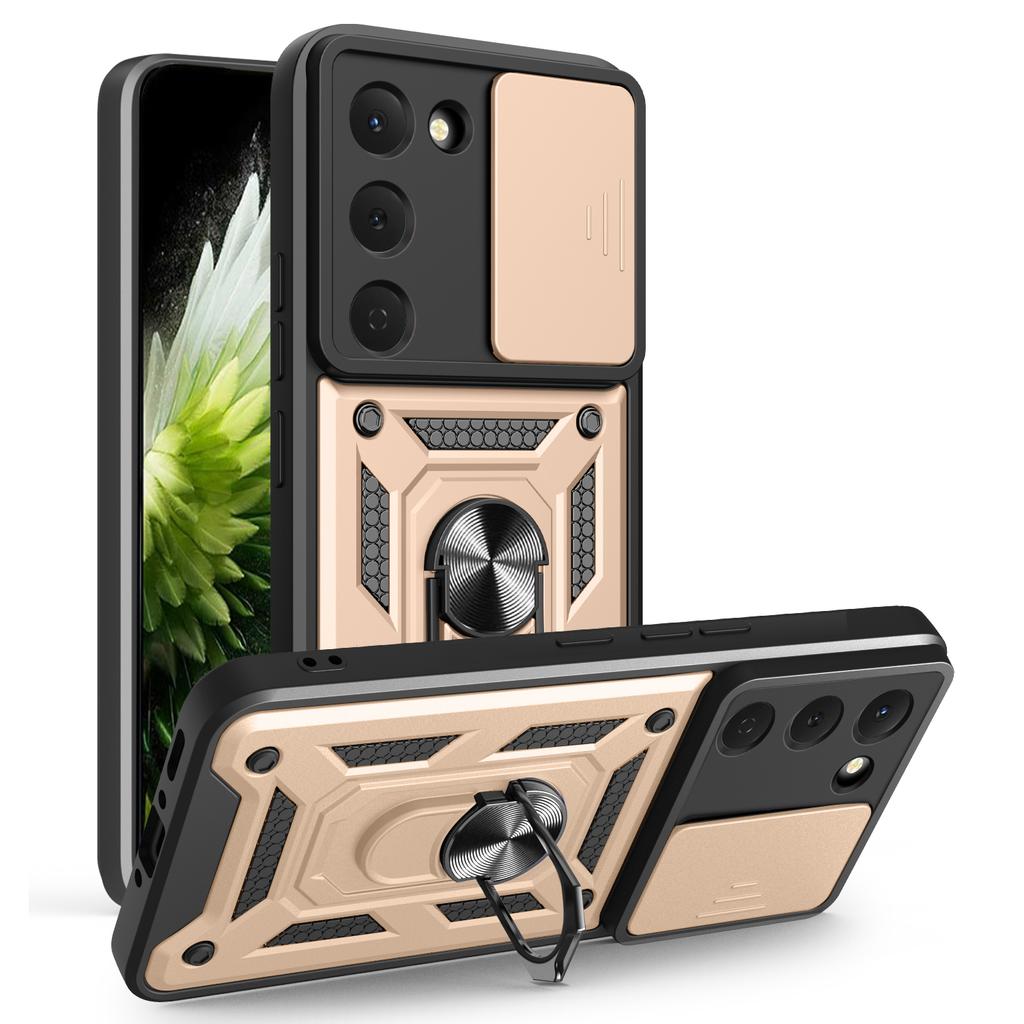 For TECNO Spark 40 Pro 4G Case with Slide Camera Lid PC+TPU Kickstand Phone Cover