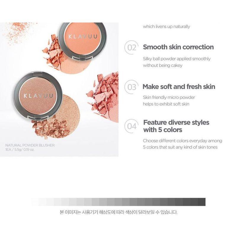 KLAVUU - Urban Pearlsation Natural Powder Blusher - 5 Colors